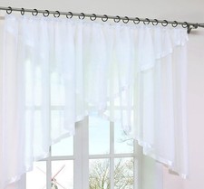 Transparent Gardine Store Kräuselband Satinband  Weiß.