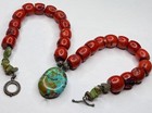 Native Handmade Sterling & Natural Turquoise/Blood Red Coral Statement Necklace — photo 1
