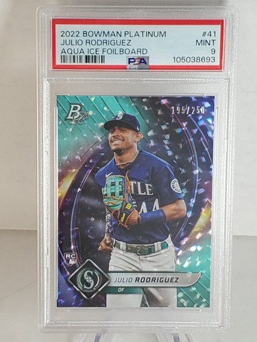 Julio Rodriguez [Aqua Ice Foil] #41 2022 Bowman Platinum card