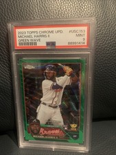 2023 Topps Chrome Michael Harris II #USC 153 Green Wave Refractor /99 (RC) PSA 9