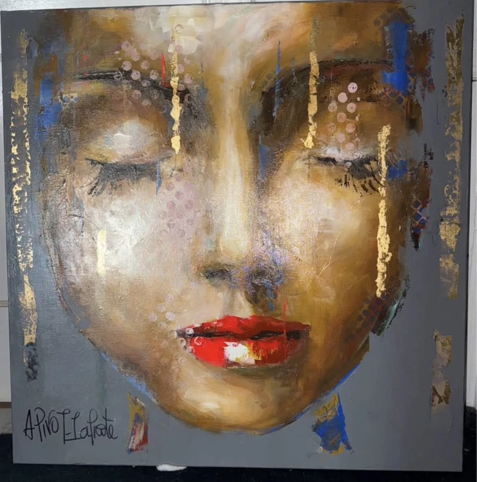 ANNE PIVOT LAFRATE Gemälde 32x32 "LISBETH" - Bild 2 von 4