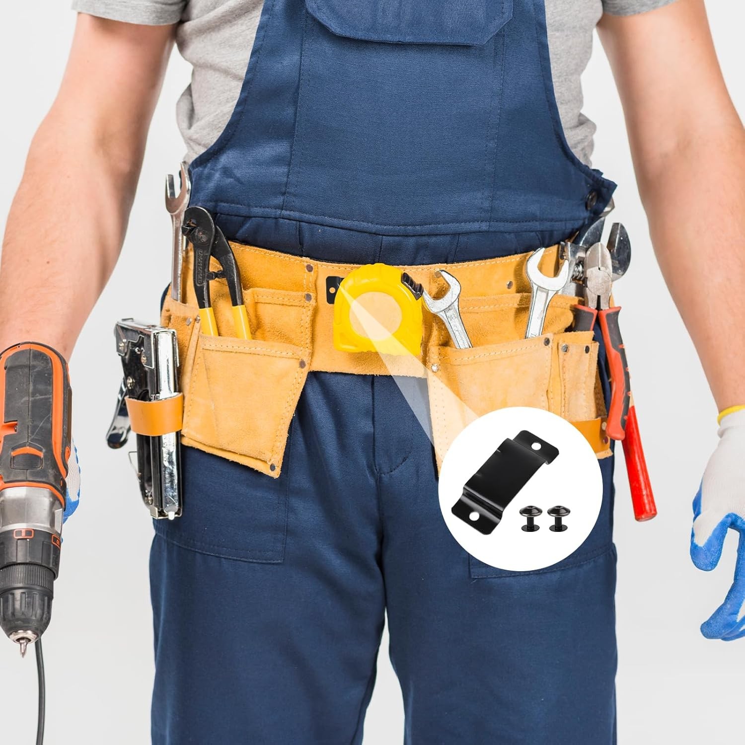 6 Pcs Tape Measure Holder Clip Measuring Metal Black 