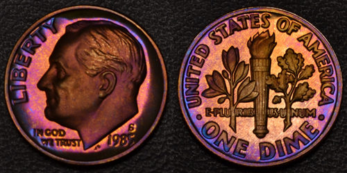 1985-S Set of (5) UNC Proof Coins Toned (L38-1) - 第 4/6 張圖片