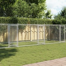 Dog Cage Grey Galvanized Steel 26.2 x 6.6 x 4.9 ft Durable