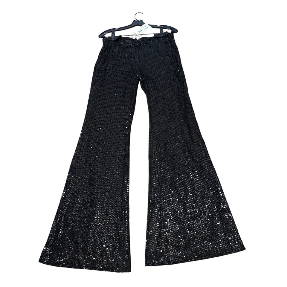 Pantalones acampanados de lentejuelas Ramy Brook Olivian negros talla 8 nuevos con etiquetas