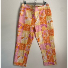 Vintage Y2K Lilly Pulitzer Patchwork Picnic Capri Cropped Pants Coconut Girl 10