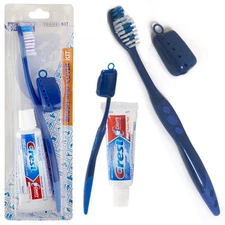 3 Packs Toothbrush Toothpaste Kit Travel Crest .85 oz Holder 3 Piece Set Compact