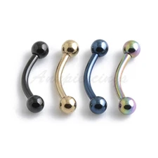 16G 14G 8mm, 10mm Titanium Anodized Curved Barbells Eyebrow Rings Body Piercing