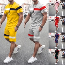 Men's 2-Piece Set Sweatsuit Short Sleeve T Shirts  Shorts Set Summer Outfit