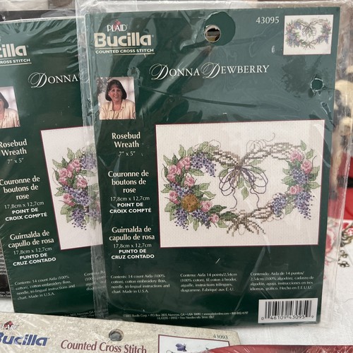 8 Bucilla Cross Stitch Kits Plus Bonus Table Topper Flowers Fruit Xmas - Picture 4 of 9