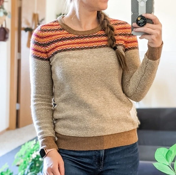 Madewell Wallace Womens Whistler Fair Isle Pullover Sweater S Brown  Wool/Cotton | eBay