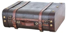 Vintiquewise(TM) Decorative Wooden Leather Suitcase