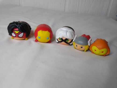 Marvel Tsum Tsum Lot Of 5 Collectible Vinyl Stacking Toys Thor Iron Man Spider  - Picture 1 of 12