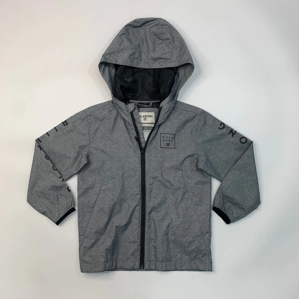 Billabong Jacket Boys M Medium Gray Transport Full Zip Hooded Windbreaker - Image 2 of 4