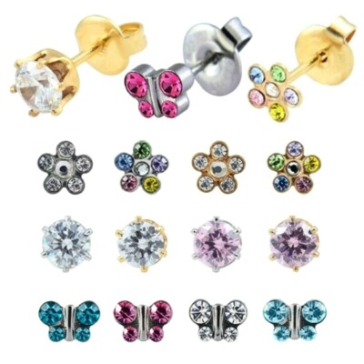 Titan Ohrstecker Herz - Hypoallergen Flachrücken 5mm Silber/Rosegold/Gold