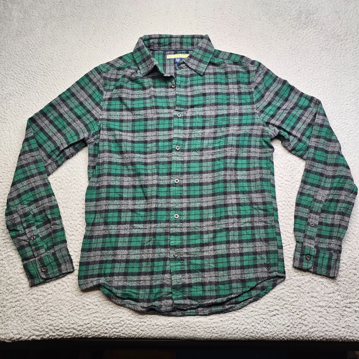 Prince & Fox Flannel Shirt Adult Small Green Gray Long