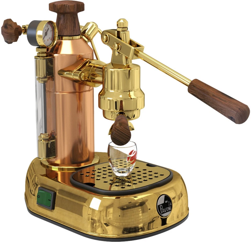 Máquina de café espresso profesional con palanca de cobre/latón La Pavoni PB-16 Foto 3 de 4