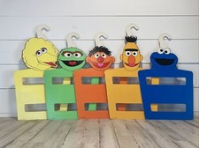Lot Of 5 Vintage Sesame Street Cardboard Double Clothes Hangers Big Bird Ernie