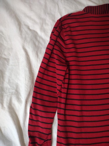 Ralph Lauren Thin Sweater Women's Large Pullover Red With Black Stripes - Picture 12 of 14