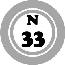 N 33 N33 Bingo Ball - 3 Inch Circle Sticker 3" x 3" - Hobby Number Board Lucky