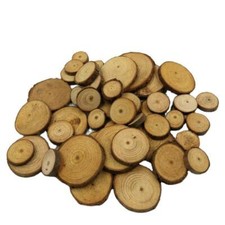 60X Tranches De Bois En Écorce Naturelle De Pin 3-4Cm Ronde Artisanat DIY Neuf