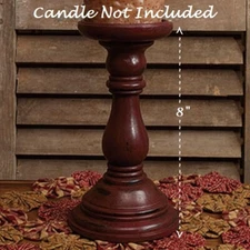 NEW Primitive CANDLE HOLDER 8" Tall Rustic BURGUNDY for PILLAR Country Farmhouse