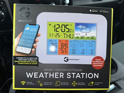 Smart Gear Indoor/Outdoor Smart Wifi Weatherstation Large Color Screen NEW