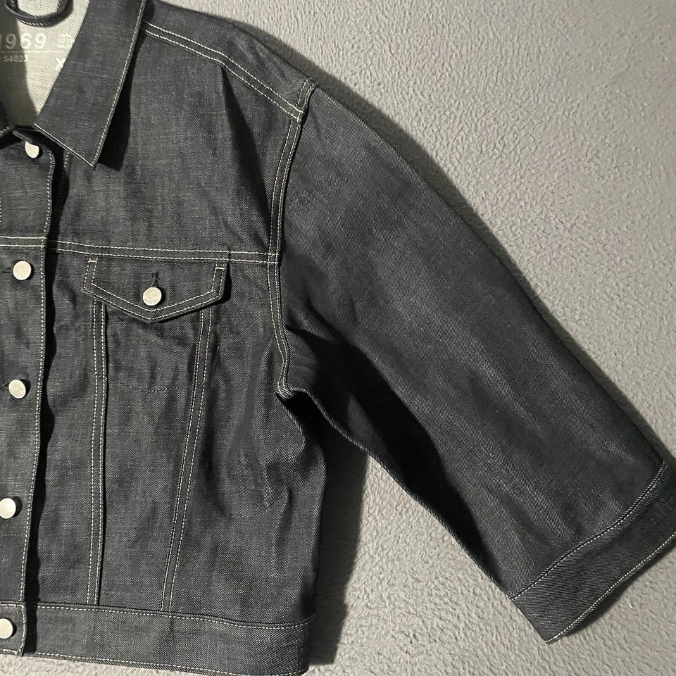 Chaqueta Gap para mujer XL azul Jean Denim Trucker algodón abotonado 1969 manga 3/4 Foto 2 de 4