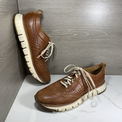 Cole Haan Zerogrand Mens Sz 11M Brown Leather Perforated Casual Shoes
