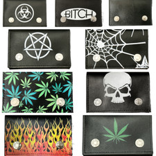 Genuine Leather 70's Classic Bikers Wallet With 12" Wallet Chain Punk motorcycle