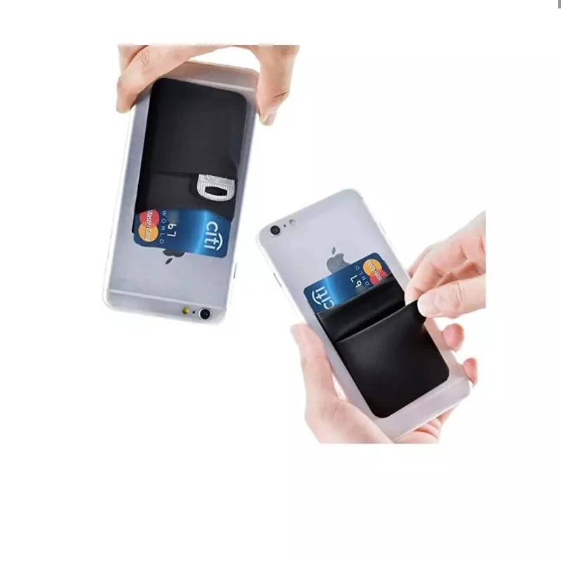 Dos Bolsillos Teléfono Celular Portatarjetas de Crédito Billetera Adhesivo Llave Lycra Foto 3 de 4