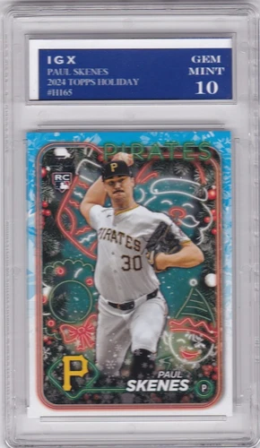 PAUL SKENES ROOKIE CARD 2024 Topps HOLIDAY VARIATION $$ GEM MINT 10 Pirates RC!