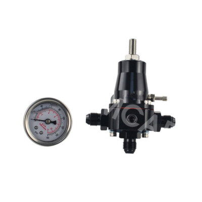 Universal Adjustable Fuel Pressure Regulator Kit – 30-70psi W/ Gauge, -6AN (Red)