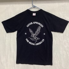 Never Apologize for being American T Shirt Liberty Threads Mens Sz M Made in USA