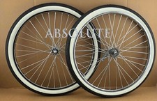 36 SPOKE CHROME CRUISER 26 X 2.125 FRONT COASTER RIMS W/ WHITEWALL BRICK TIRES