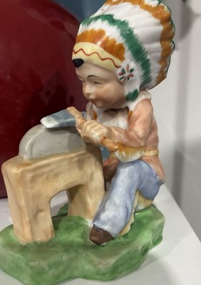 Vintage Ardalt Japan Native American Boy Grinding Stone #6579