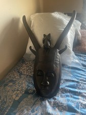 Extra Large African Wooden Tribal Wall Art Mask 35 Inches Tall X 23 Inch Wide