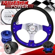 Extender + Quick Release + Blue Fusion Style Steering Wheel For 93-97 Del Sol