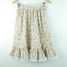Vintage Handmade prairie Skirt 70s XS S Ruffle Floral Cottagecore Romantic Boho