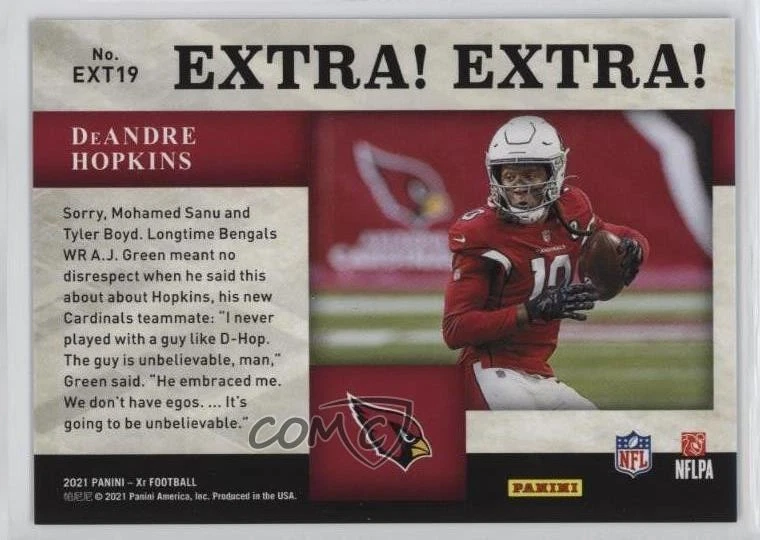 2021 Panini XR Extra Extra Blue /99 DeAndre Hopkins #EXT19 - Image 2 of 2