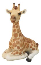 Wildlife Safari Savannah Masai Giraffe Calf Sitting in Repose Figurine 5.75