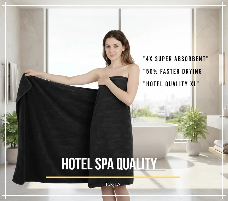 Juego de toallas de baño suaves Tokla Lint Free de gran tamaño 350GSM extra grandes 32"x63" de lujo... Foto 2 de 4