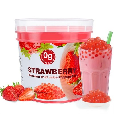 Strawberry Popping Boba Pearls 2.76 LB, No Added Sugar,Vegan Bursting Boba Pe...