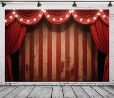 7x5 FT Vinyl Halloween Circus Carnival Backdrop Red Stripes Glitter Lights