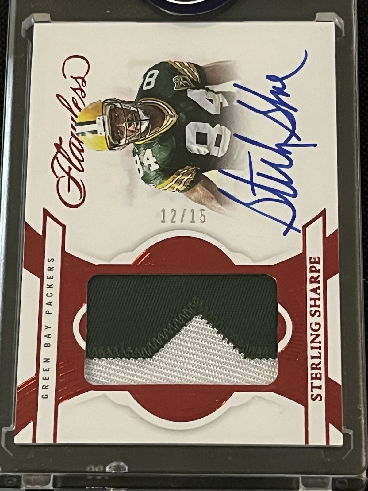 2025 Panini Flawless - Patch Autographs Sterling Sharpe #PA-SSE Ruby 12/15 view 3