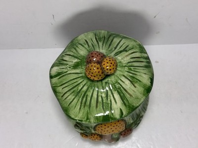 Vintage Arnels Green Mushroom Canister 70's 7 Inches With Lid (80