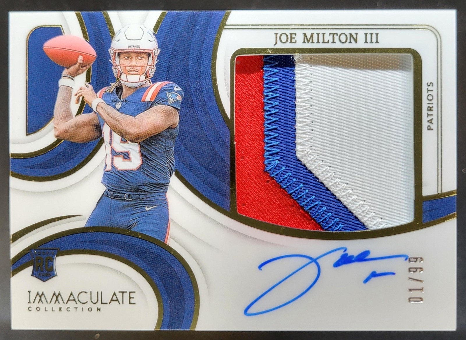 2024 Panini Immaculate Joe Milton III Premium Patch Rookie Auto /99 Patriots JJ5