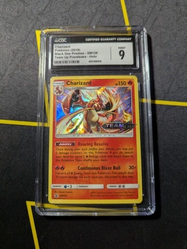 Pokemon Charizard Team Up Prerelease Holo Promo SM158 CGC 9 Mint