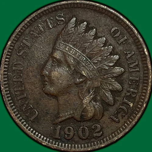 1902 Indian Head Cent Choice Extremely Fine XF+ Coin, Corrosion #34728