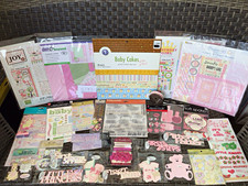 HUGE SCRAPBOOK LOT Baby Girl Paper-Kits-Stamps-Stickers-Ribbon-Diecuts NEW